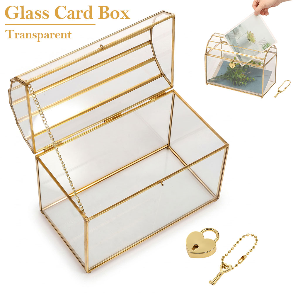 Card Index Box - Glass Wedding Card Box Clear Decorative