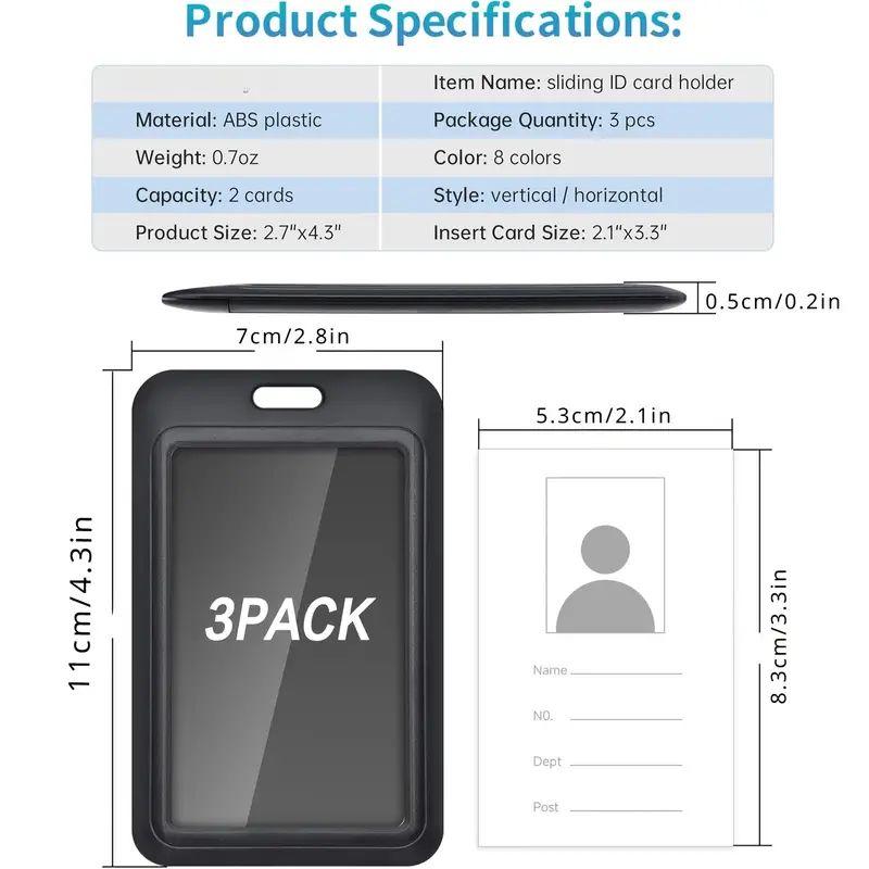 3 pieces heavy duty sliding ID - Index Card Holder ulasan dan harga