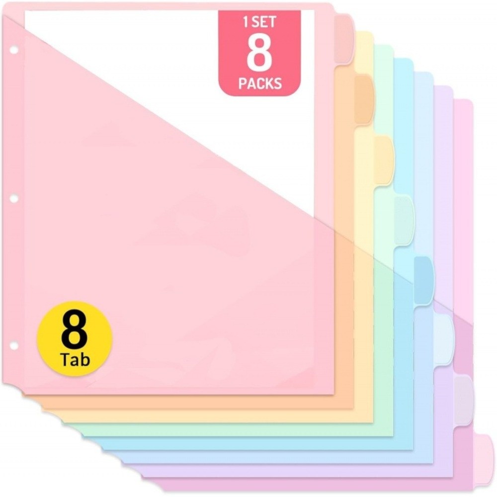 8 pcs A4 Pastel Binder Divider - Tab Divider A4 ulasan dan harga
